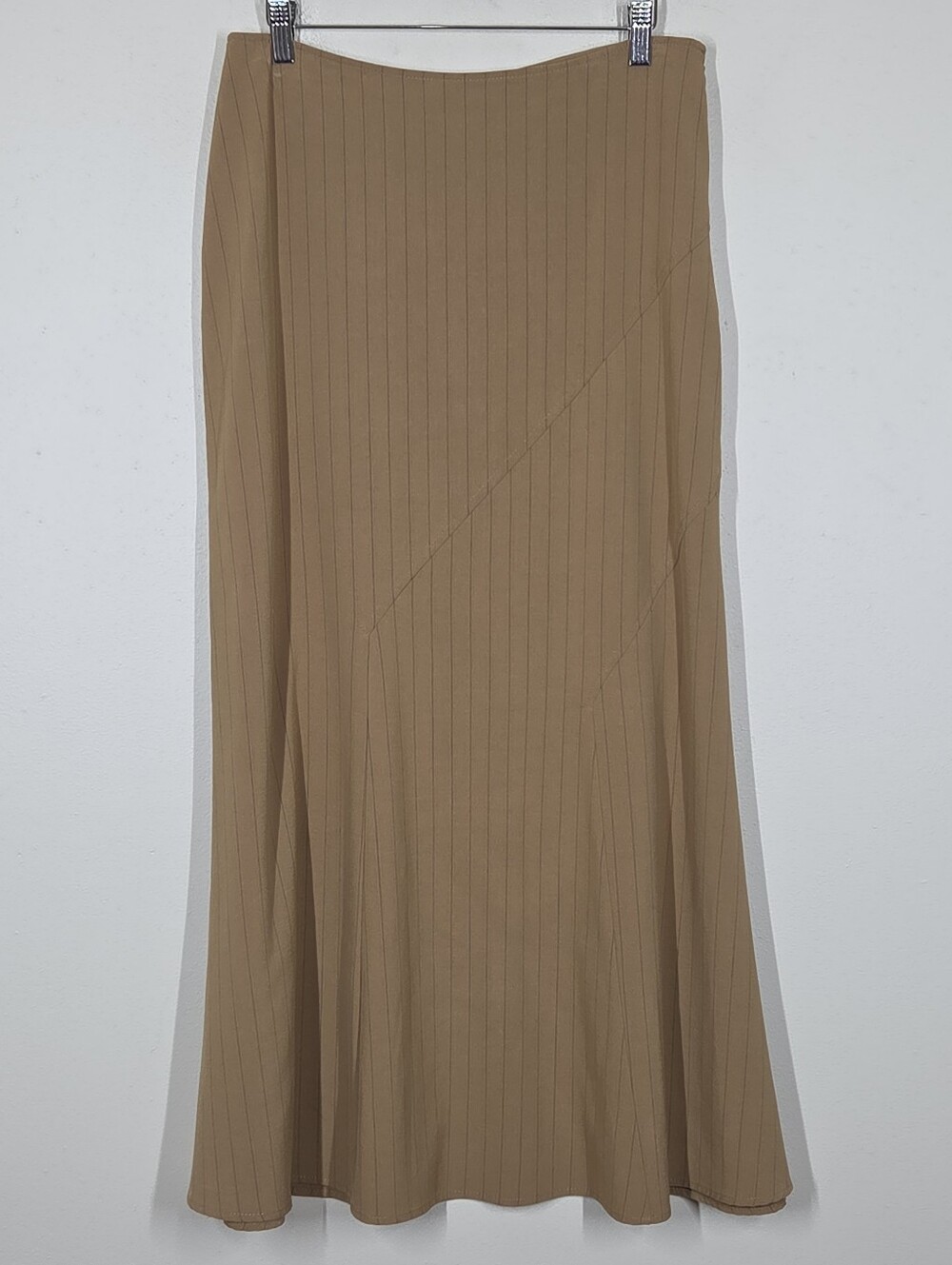 Vtg Y2K Versailles Tan Pinstripe Maxi Skirt 8 Preppy Academia Old Money Grunge